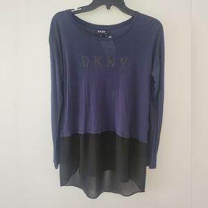 DKNY Women's Navy and Black Layered Top